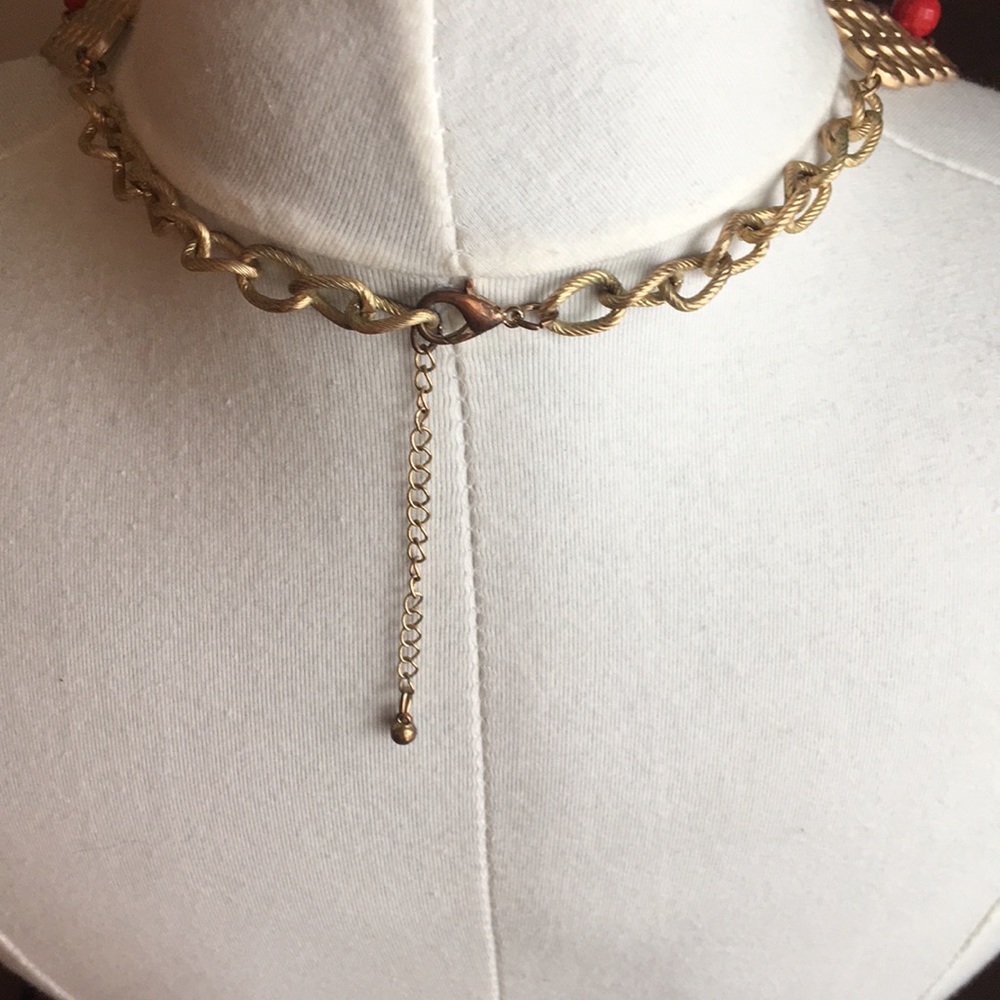 Red and Gold Statement Necklace - Picture 4 of 5